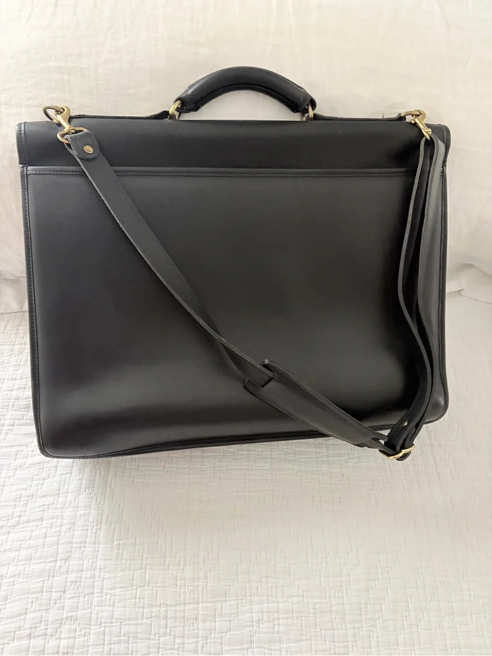 Vintage Jack George’s Black Leather Men's Briefcase with Gold Lock